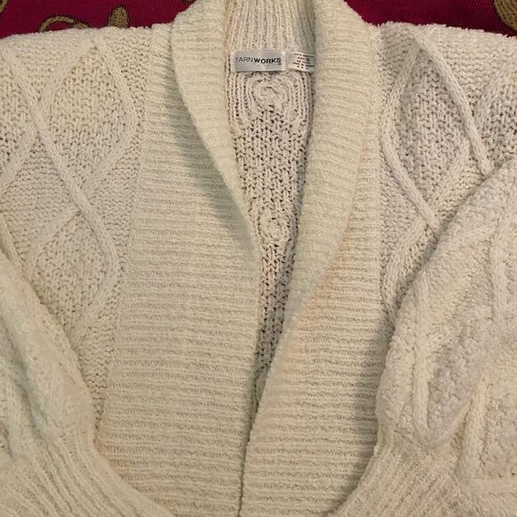 Sweater heavy long coat like warm great condition cozy warm cream - Picture 7 of 11